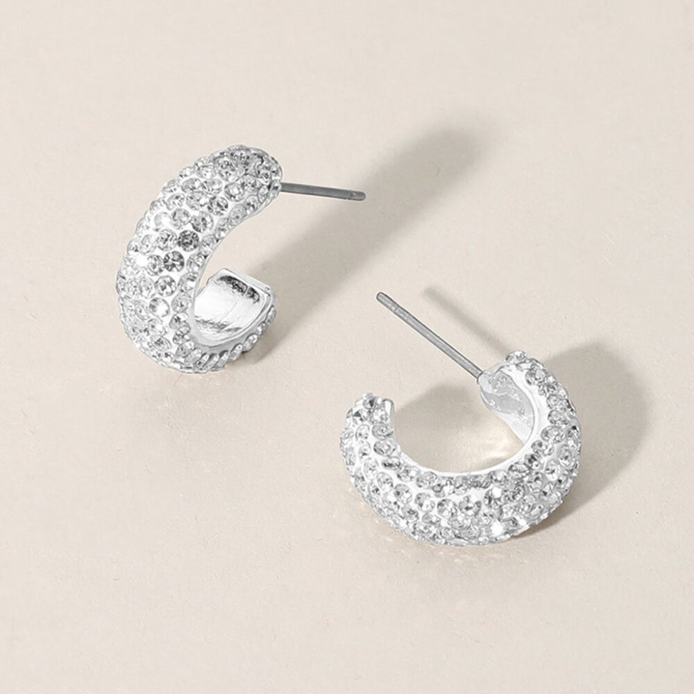 18K Gold Dipped Pave Earrings in Silver